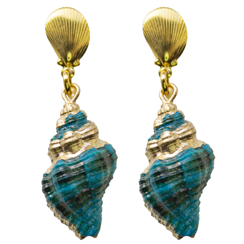 Blauwe schelp oorbellen